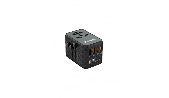 Verbatim UTA-05 65W GaN III Universal Travel Adapter with 2 x USB-C PD &amp; QC 4+ &amp; 2 x