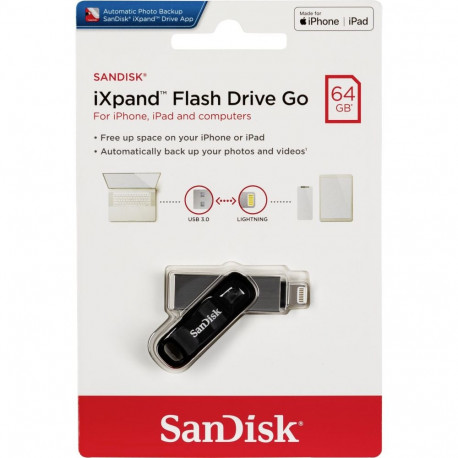 SanDisk iXpand Flash Drive Go 64GB – USB3.0 + Lightning – skirtas iPhone ir iPad, EAN: 619659169381