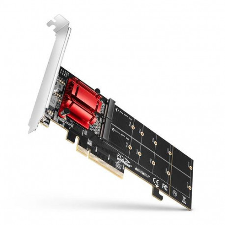 Axagon PCEM2-ND PCIe x8 - dual M.2 NVMe M-key slot adapter, RAID, dataswitch, w. SP &amp; LP