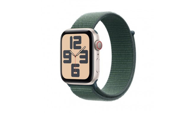 Apple Watch SE GPS + Cellular 44mm Starlight Aluminium Case with Lake Green Sport Loop
