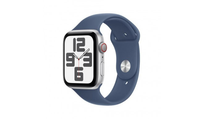 Apple Watch SE GPS + Cellular 44mm Silver Aluminium Case with Denim Sport Band - S/M