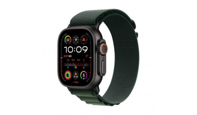 Apple Watch Ultra 2 GPS + Cellular 49mm Black Titanium Case with Dark Green Alpine Loop - Small