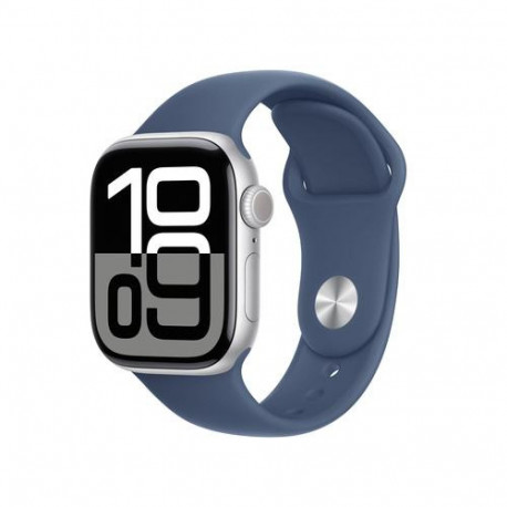 Apple Watch Series 10 GPS 42mm Silver Aluminium Case with Denim Sport Band - S/M