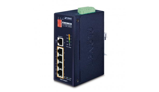 PLANET ISW-504PT network switch Unmanaged L2 Fast Ethernet (10/100) Power over Ethernet (PoE) Black