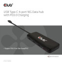 CLUB3D USB Type-C 4-port 10G Data hub with PD3.0 Charging