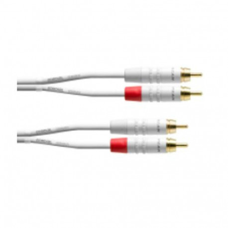 Cordial 2 x RCA uros - 2 x RCA uros -kaapeli, 6 m, valkoinen