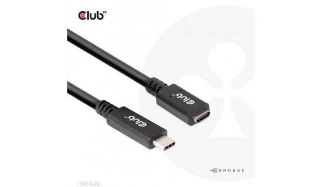 CLUB3D USB Gen1 Type-C Extension Cable 5Gbps 60W(20V/3A) 4K60Hz M/F 1m/3.28ft