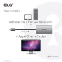CLUB3D USB3.2 Gen1 Type-C to Dual Link DVI-D HDCP OFF version Active Adapter M/F for Apple Cinema Di
