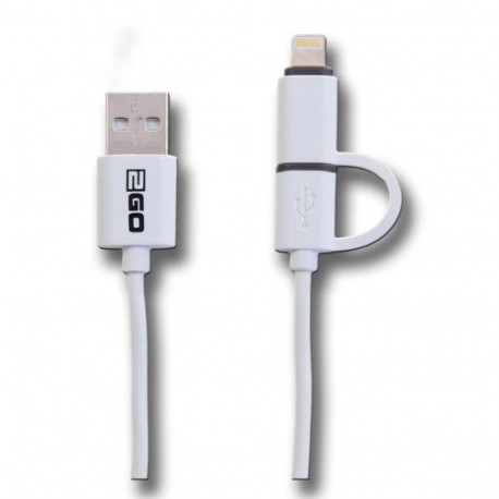 2GO 795637 USB cable 1 m USB A Micro-USB B/Lightning White