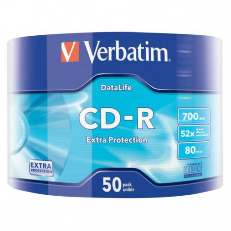 Matricas CD-R Verbatim Data Life 700MB 1x-52X Extra Protection 50 Pack Wrap Spindle