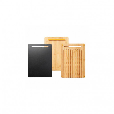 Fiskars FF cutting board set, bamboo, plastic, 3 pcs, 35 x 25 cm
