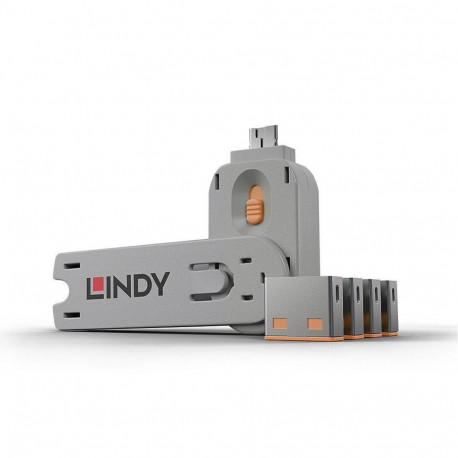 LINDY USB PORT BLOCKER 4PACK/ORANGE 40453