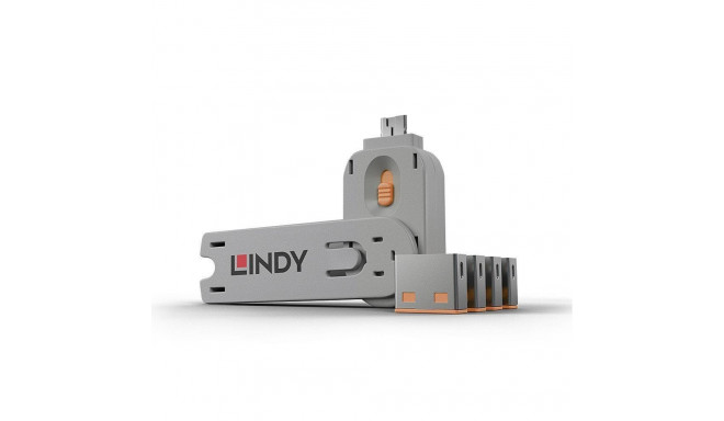 LINDY USB PORT BLOCKER 4PACK/ORANGE 40453