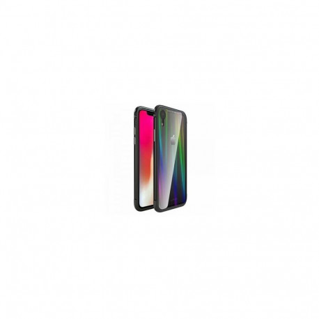 Luphie Apple iPhone XR Aurora Condom Aluminium Frame + TPU Case Black Clear