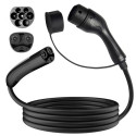 EV Charge AUX3275T2 Premium EU CE Universālais kabelis 22 KW 32A Tips 2 uz Tips 2 7.5M Melns