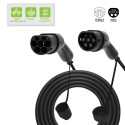 EV Charge AUX1675T2 Premium EU CE Universālais Kabelis 11 KW 16A Tips 2 uz Tips 2 7.5M Melns