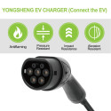 EV Charge AUX1675T2 Premium EU CE Universālais Kabelis 11 KW 16A Tips 2 uz Tips 2 7.5M Melns