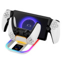 - iPega P5P11 Charger Dock with RGB 2in1 for Playstation Portal Remote Player and PS5 Controller Whi