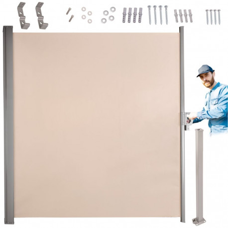 Terrassimarkiis LUARO sissetõmmatav ekraan 180 x 400 cm beež