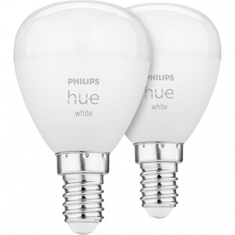 Philips Hue LED smart bulb, BT, White, E14, 470 lm, advertising lamp round, 2-pack