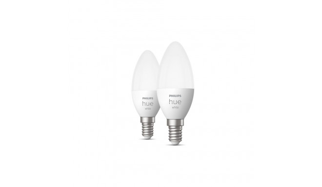 Philips Hue LED smart bulb multipack, BT, White, E14, candle-shaped, 2-pack