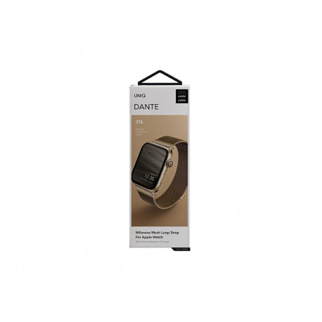 UNIQ Dante Strap Apple Watch Series 1/2/3/4/5/6/7/8/SE/SE2 42/44/45mm Stainless Steel carmel gold
