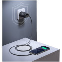 seinalaadija USAMS Xiang Series CC299 65W 1xUSB-C 1xUSB-A + USB-C kaabel valge