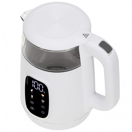Adler veekeetja AD 1305 LED-ekraaniga elektriline 2200W 1.7L plastist 360° pööratav alus, valge/hõbe