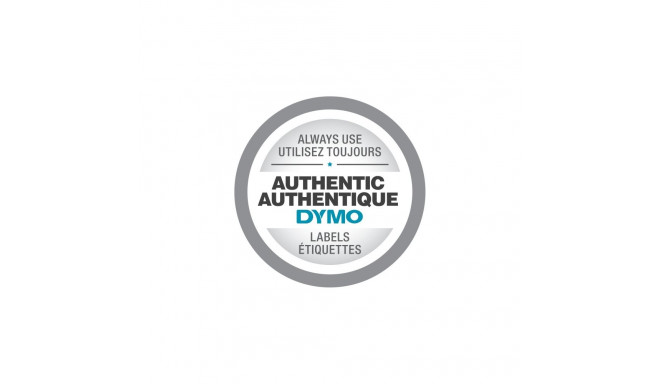 Dymo D1 lint 12 mm x 7 m, must rohelisel taustal