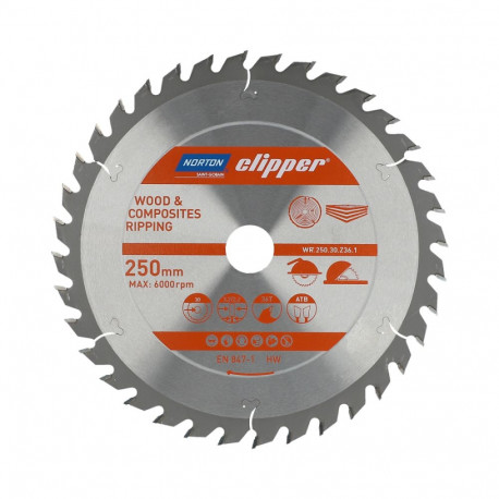 NORTON ketassaag 250mm x 30mm x 36z puit ja komposiidid ATB (3.2 / 2.2)