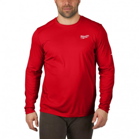 MILWAUKEE LONG SLEEVE WORK T-SHIRT, LIGHTWEIGHT - RED WWLSRD-L