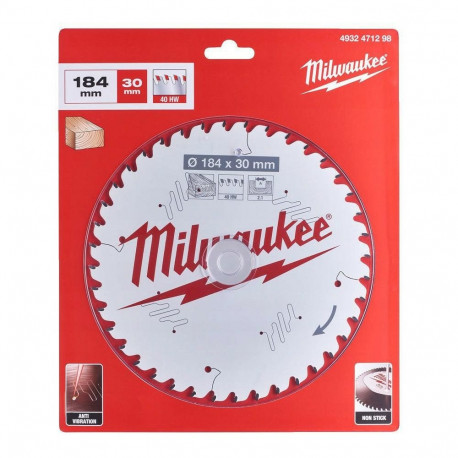 MILWAUKEE CIRCULAR SAW 184x30x2.1x40z WOOD - FAST CUTTING CSB P W