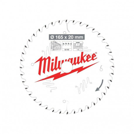 MILWAUKEE ketassaag 160x20x2.2x48z puit - puhas lõige CSB P W