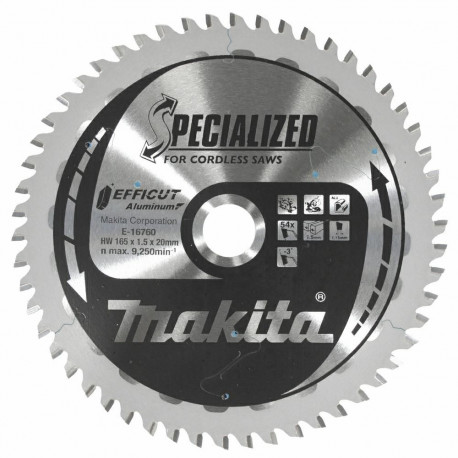 Makita ketassaag 165x20x54z Efficut alumiiniumi jaoks