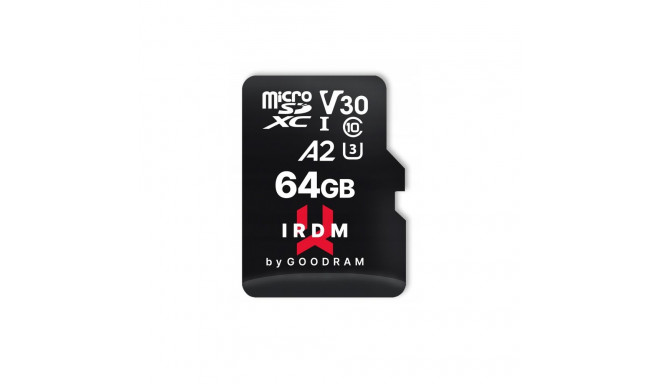 GoodRam memory card IRDM 64GB microSD UHS-I U3 A2 V30 with adapter