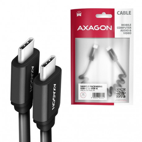 CABLE USB-C TO USB-C 1.1M 60W/TWISTER BLK BUCM-CM20TB AXAGON