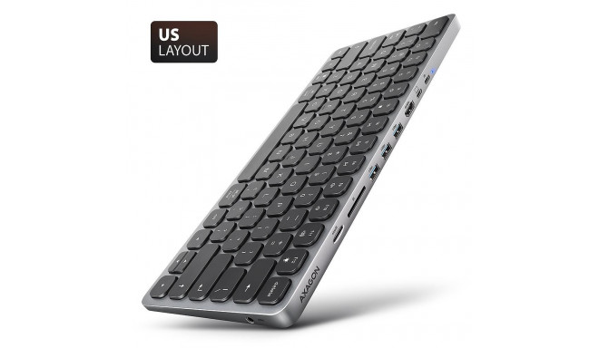 KEYBOARD + I/O HUB 9IN1/0.6M HMC-KB-US AXAGON