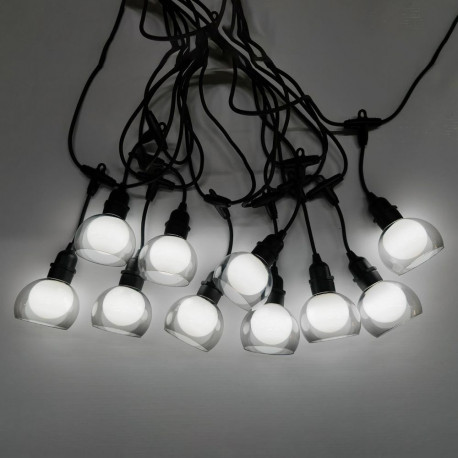 Party lights FLICKER 10-LED bulbs / 4,5m, cold white light