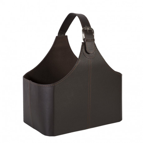 Ajalehekorv WALTER 22x38xH33cm, tumepruun, kunstnahk