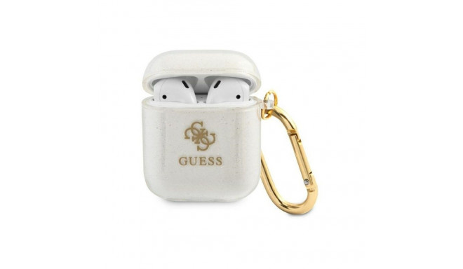 Guess Apple AirPods 1/2 cover Glitter Collection Transparent White