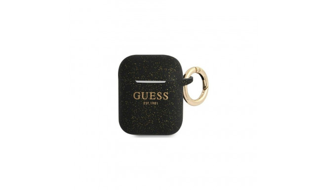 Guess Apple AirPods 1/2 cover Silicone Glitter Black