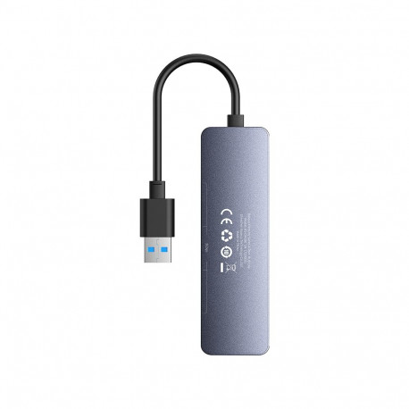 Hub USB-A to USB 3.0 4-Ports + USB-C Power Port 15cm, Gray
