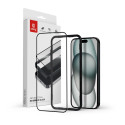 Crong Anti-Bacterial 3D Armour Glass - Szkło hartowane 9H Full Glue do iPhone 16 / iPhone 15 + ramka