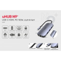 HUB USB-C 9in1, USB-C, HDMI, PD 100W,SD; D1071
