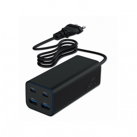 Universal charger 100W GaN 2xUSB-A 2xUSB-C fast charger black