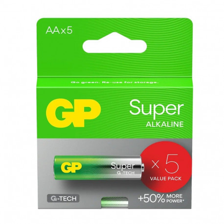 ALKALINE BATTERIES LR6/ AA GP SUPER 5PCS.