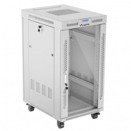 Rack 19 22U 600x800 hall klaasuksega LCD flat pack põrandakapp