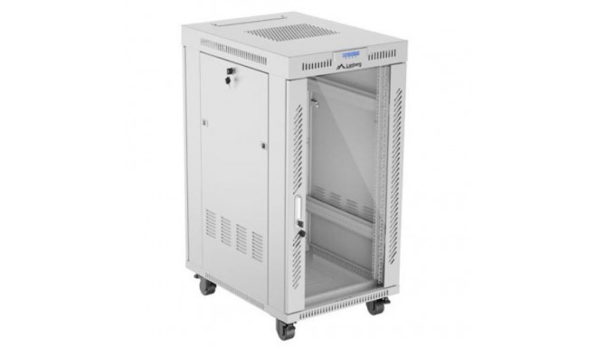 Szafa stojąca rack 19 22U 600x800 szara drzwi szklane LCD flack pack ...