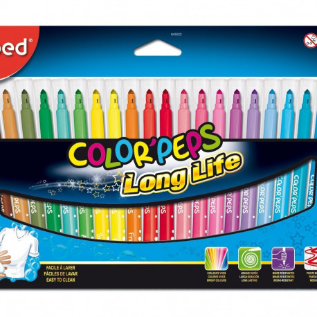 Viltpliiatsid Color Peps Long Life 24 värvi, pestav, Maped