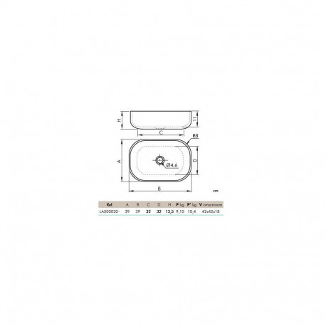 WASHBASIN CATANIA 385X385X140 MATT GREY